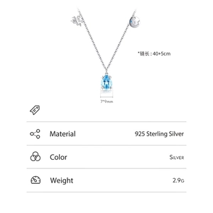 S925 Sterling Silber Halskette mit blauem Tropfenstein und Sternzeichen-Anhänger