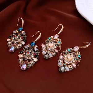 Baroque Colorful Crystal Waterdrop Earrings With 925 Sterling Silver Earring Post Vintage Luxury Jewelry For Women