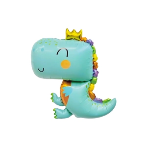 Adorable light blue crown dinosaur shape aluminum foil balloon for kid birthday party decor