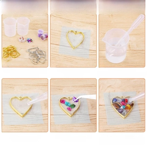 Detailed step-by-step tutorial for DIY resin pendant using open back heart frame
