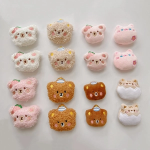 Cute Cartoon Plush Animal Brooch Pin Soft Teddy Velvet Bear Cat Head DIY Clothing Bag Decorative Badge Kawaii Accessory Gift