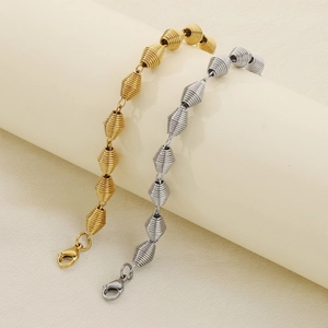 Geometric Spiral Screw Thread Stainless Steel Chain Bracelet For Women Minimalist Adjustable Titanium Steel Jewelry