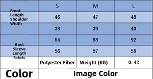 Detailed sizing chart and material specifications for slim-fit long-sleeve knitwear