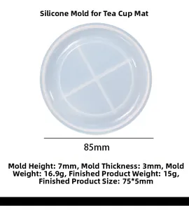 Detailed view of 85mm silicone coaster mold with center support for DIY resin craft