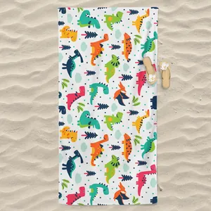 Kids Microfiber Beach Towel Quick Dry Sand Free Cartoon Dinosaur Printed Large Bath Towel For Swimming Travel Pool