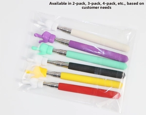 Set of 6 colorful telescopic pointer sticks with finger-shaped tips and non-slip handles