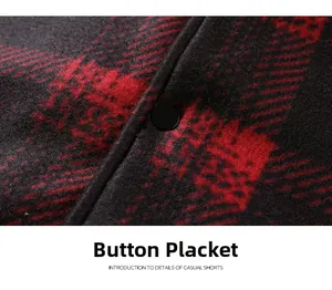 Macro detail of red and black plaid flannel fabric with premium snap button closure