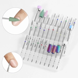 Professional tungsten steel nail drill bit set with cleaning brushes for manicure pedicure