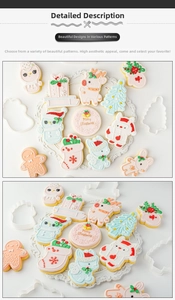 Detailed view of Christmas cookie cutters set showing reindeer and snowman shapes