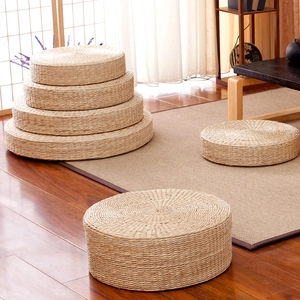 Round Straw Woven Floor Pouf Seat Cushion Handwoven Tatami Meditation Pillow For Yoga Zen Living Room Decor