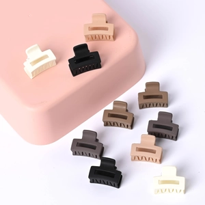 Lot de 10 mini pinces à cheveux carrées ajourées tons neutres mats sur socles déco