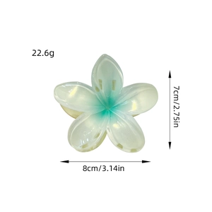 Pastel gradient plumeria flower hair claw clip in resin, 8cm width butterfly grip style