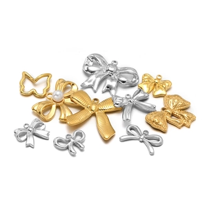Bow Knot Butterfly Pendants Stainless Steel Gold Plated DIY Jewelry Making Charms Findings Necklace Bracelet Accessory
