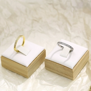 Micro-set cubic zirconia stainless steel rings in gold and silver finishes