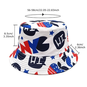 Fashion NYC flag print bucket hat for women with sun protection and graffiti style