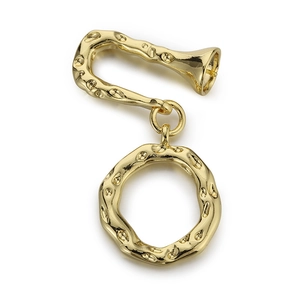 Baroque style 18K gold plated textured metal earrings with unique curved drop design