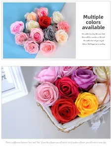 Macro view of multi-color artificial rose heads for wedding decor and DIY floral arrangements