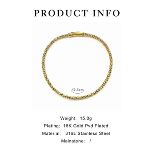 Macro shot of 6mm wide 18K gold-plated snake chain necklace in 316L stainless steel