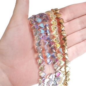 Multiple colors of 8mm heart-shaped crystal glass beads for DIY jewelry making