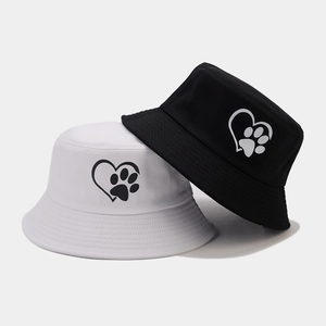Cotton Bucket Hat Heart Paw Print Sun Protection Summer Casual Outdoor Fisherman Cap For Men Women Simple