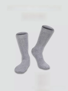 Detailed view of grey cotton odor-resistant long socks in oversized plus size for men