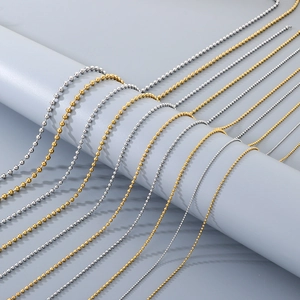 Collier Chaîne À Billes Minimaliste Acier Inoxydable Plaqué Or 18K Polyvalent Accessoire Bijoux DIY Hommes Femmes