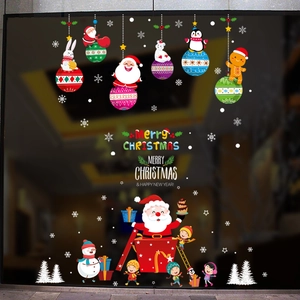 Stickers de fenêtre de Noël festifs avec Père Noël, bonhomme de neige et texte déco