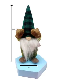 Detailed size measurement of Christmas gnome plush with height and width labels