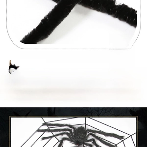Detail of high-density black plush wires for DIY Halloween spider party decorations