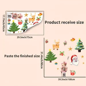 Detailed size guide for Christmas Santa and Nutcracker wall stickers for DIY home decor