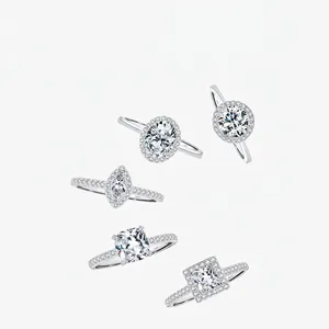 925 Sterling Silver Halo Ring For Women Sparkling Zirconia Geometric Wedding Engagement Elegant Jewelry Accessory