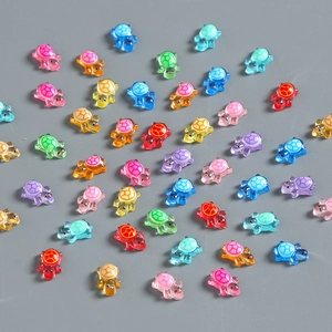 Colorful luminous resin mini turtles in assorted translucent colors for DIY crafts