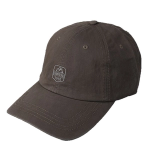 Classic dark brown baseball cap with embroidered vintage shield patch and cotton twill fabric