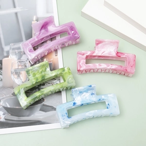 Square Hair Claw Clip Marble Pattern Acetate Elegant French Large Strong Hold For Thick Hair Women Accessories