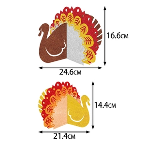 Thanksgiving turkey glitter paper honeycomb table decorations in two sizes