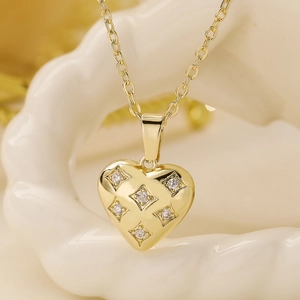 Heart Pendant Necklace Copper Gold Silver Plated With Cubic Zirconia Minimalist Clavicle Chain Elegant Jewelry For Women