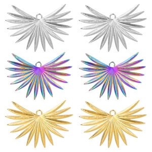 Stainless Steel Leaf Pendant Fan Shape Vacuum Plating DIY Jewelry Making Findings Trendy Minimalist Accessory For Women