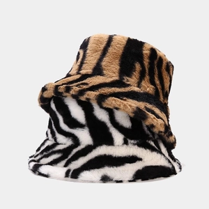 Bob En Fausse Fourrure Hiver Épais Chaud Imprimé Animal Zèbre Tigre Peluche Mode Chapeau Pour Femmes