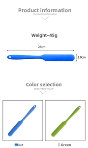 Detailed size chart showing 24cm silicone spatula with dimensions and weight specs