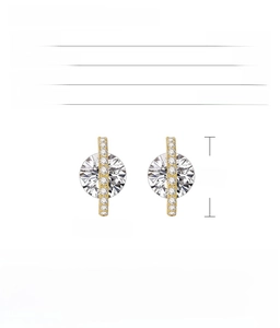 Detailed dimension guide for S925 sterling silver planet earrings with sparkling stones