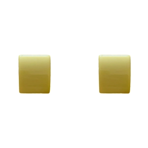 Orecchini a perno quadrati in resina giallo brillante con bordi arrotondati e lucidi