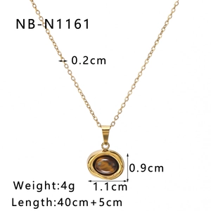Detailed technical specifications for gold stainless steel necklace with tiger eye stone pendant