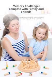 Toddler playing with a wooden color memory chess game to train focus and memory skills