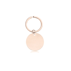Polished rose gold stainless steel round keychain pendant with glossy finish