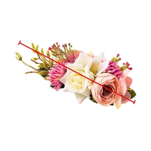 Detail showing artificial white roses and pink berries hair comb measuring 16.5cm length