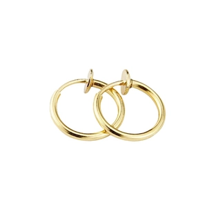Punk style gold stainless steel clip-on earrings for men with non-piercing spring design