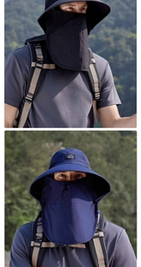 Detail view of quick-dry sun hat with breathable face cover and neck flap for fishing