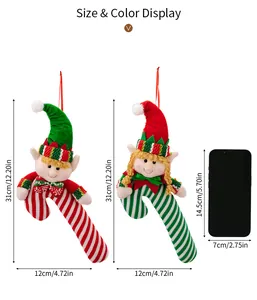 Size chart showing 31cm height for the Christmas elf candy cane hanging ornament