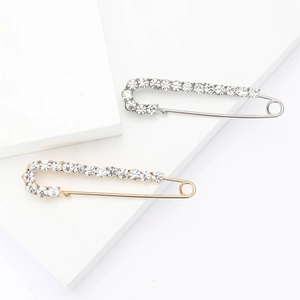 Fashion Alloy Rhinestone Safety Pin Brooch Large Sparkling Lapel Pins For Women Coats Shawls Minimalist Jewelry