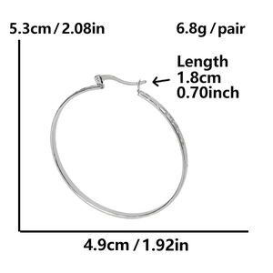 Detailed size specifications for minimalist large U-shaped stainless steel hoop earrings